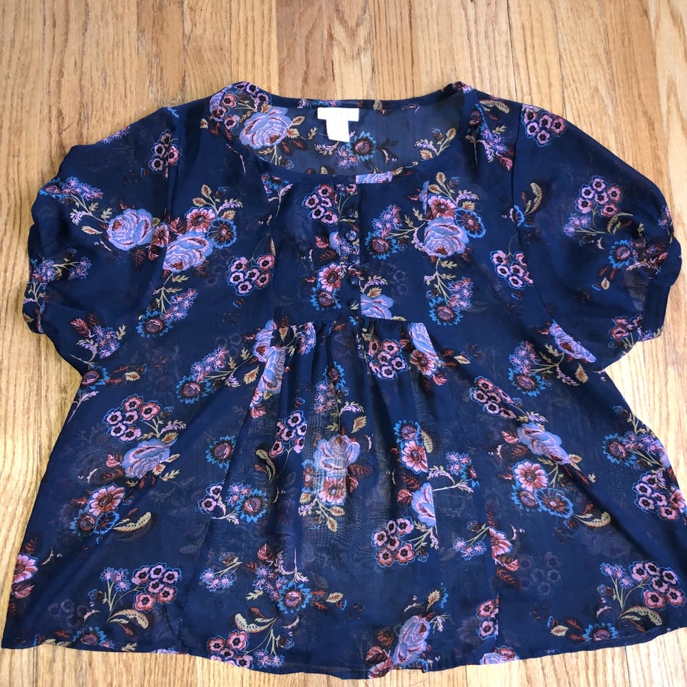Floral printed chiffon top